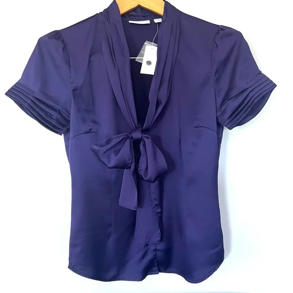 NWT Purple satin bow blouse - Picture 1 of 3
